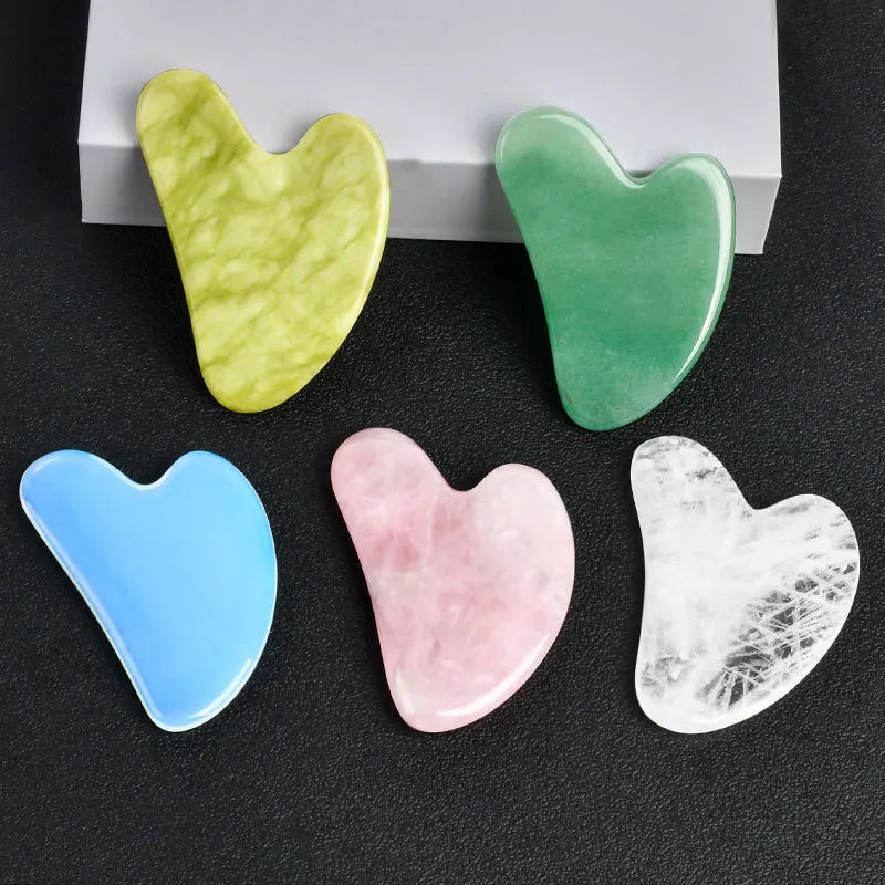 Natural Stone Face Care Massager Rose Quartz Amethyst Crystal Facial Gua Sha Tool Skin Massage Mineral Stone Beauty Products Tri Light Beauty