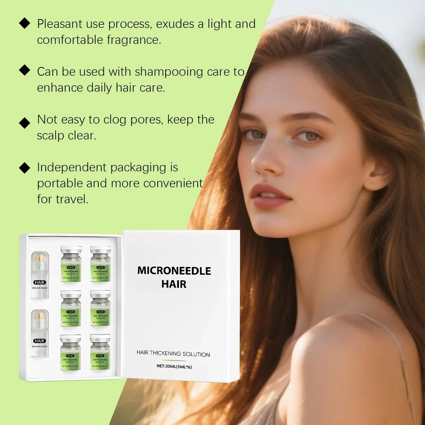Anti-Hair Loss Scalp Care Roller Serum Kit Nourishes Roots Strengthens Hair Prevents Baldness Daily Care Pi-Mart
