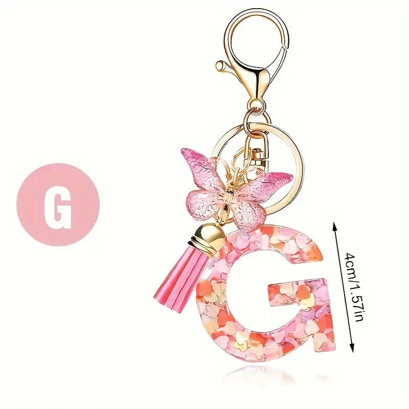 Fashion DIY A-Z Letters keychain Metal Holder Pendent Key Chain Women Car Key Ring Simple Letter Name Key Party Gift Jewelry Pi-Mart