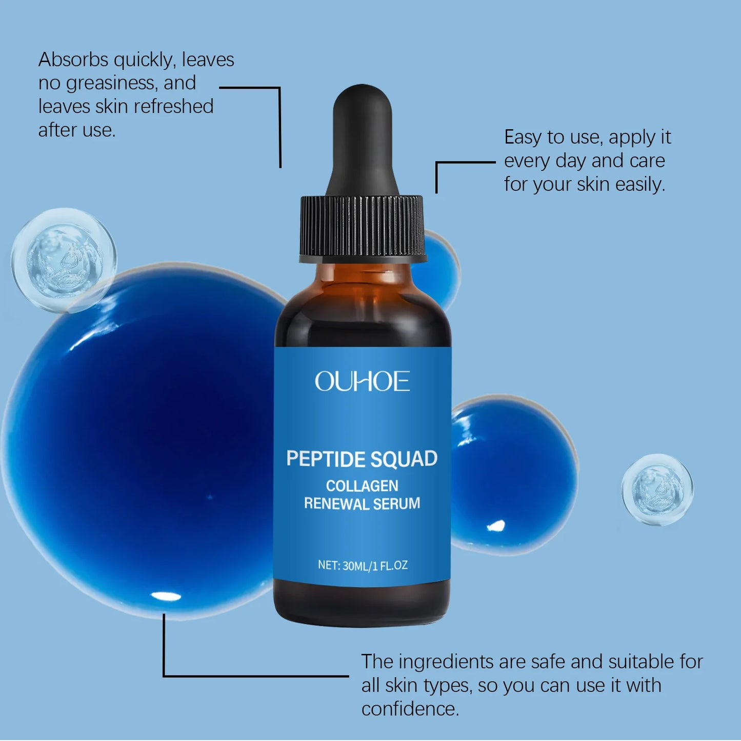Collagen Polypeptide Essence Fade Fine Lines Lifting Firming Moisturizing Skin Care Tightening Skin Nourishing Facial Serum Pi-Mart