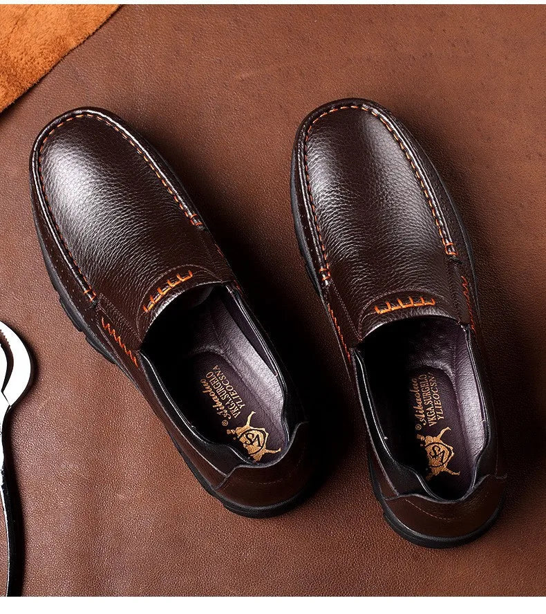 Autumn Genuine Leather Men's Casual Business Leather Shoes Lightweight Breathable Anti Slip Casual Leather Shoes Men Shoes Pi-Mart