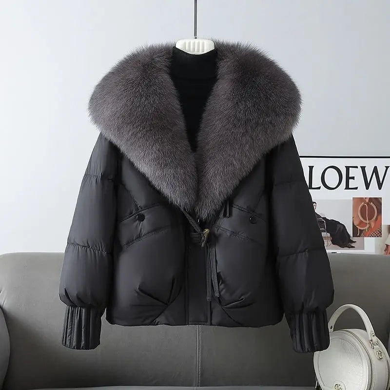 2025 New Women Down Cotton Coat Korean Fashion Big Collor Thicken Warm Puffer Overcoat Ladies Loose Parkas Cotton Jacket LadyShow.Store