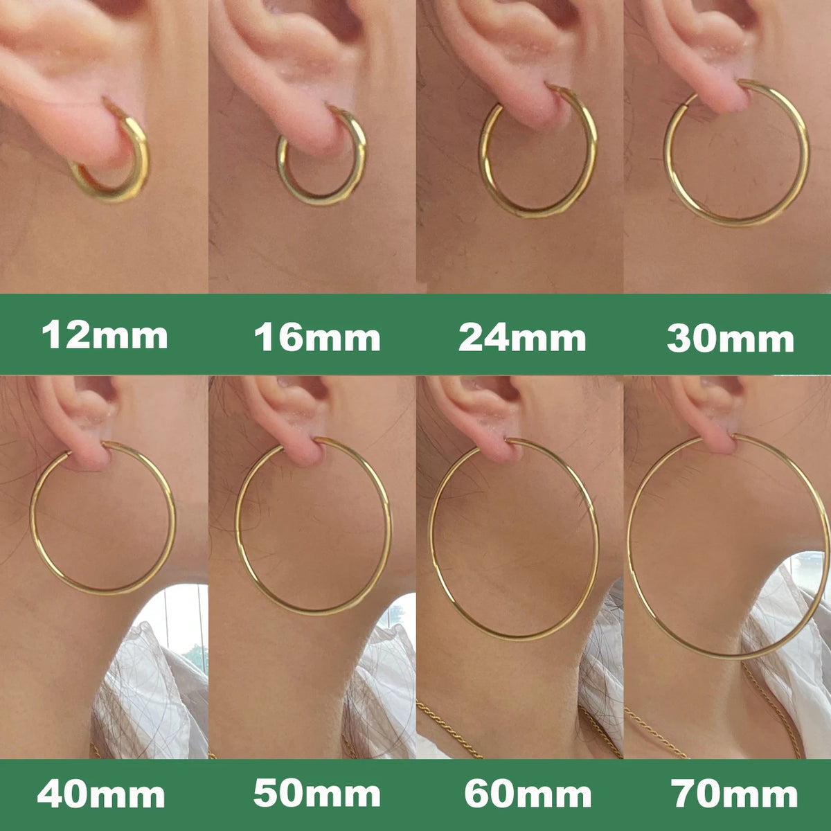 Stainless Steel 12-70mm Minimalist Big Circle Hoop Earrings for Women Trendy Gold Color Metal Smooth Round Earring Jewelry Pi-Mart