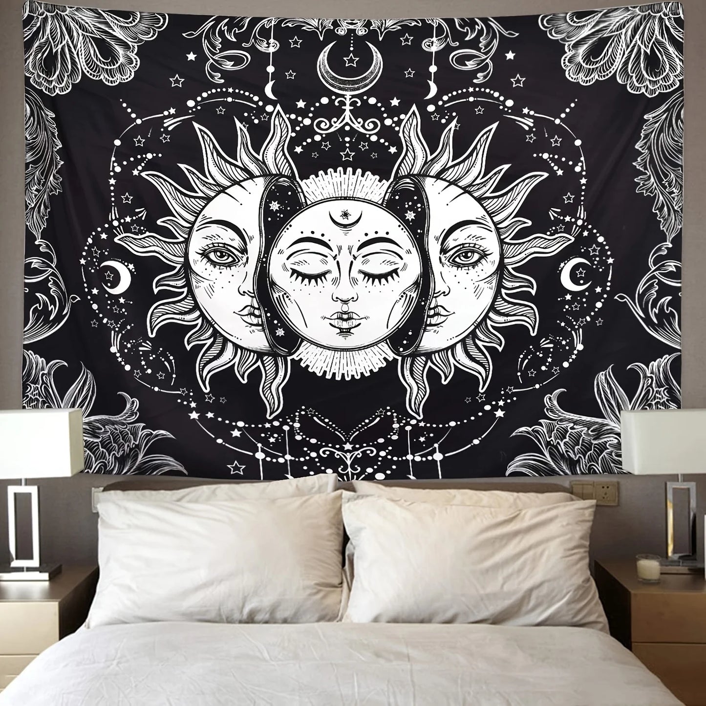 1pcS75*58cm Sun Moon Horoscope Divination Printed Tapestry Home DecorTapestry Wall Decor Pi-Mart