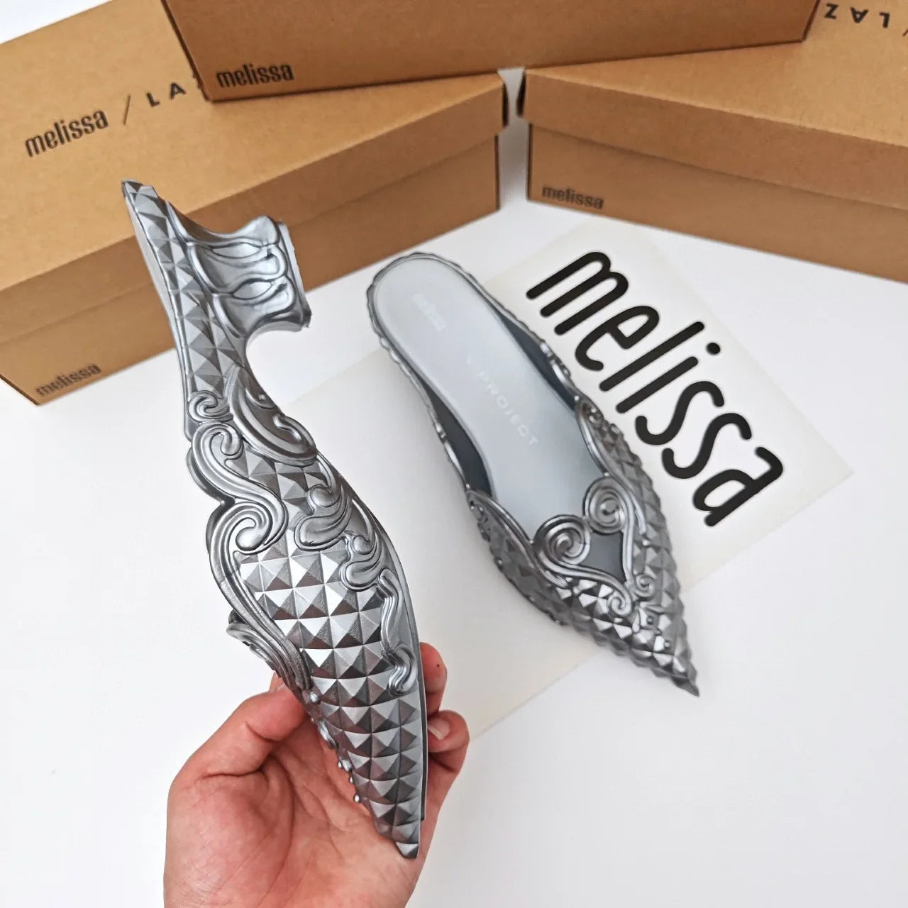 Women Sandals 2025 Spring Melissa Woman Slingback Shoes Fashion Ladies High Heels Elegant Med Heel Pointed Toe Slip on Sandal LadyShow.Store