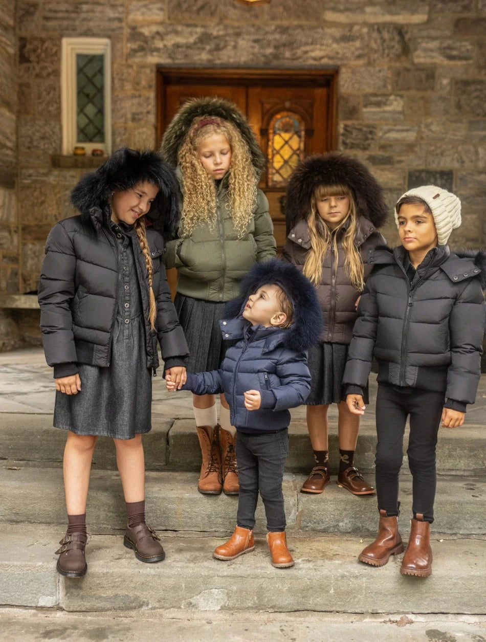 AP 2026 AW Winter down coat for kids High-quality white duck down coats waterproof fabric children outwear Pi-Mart