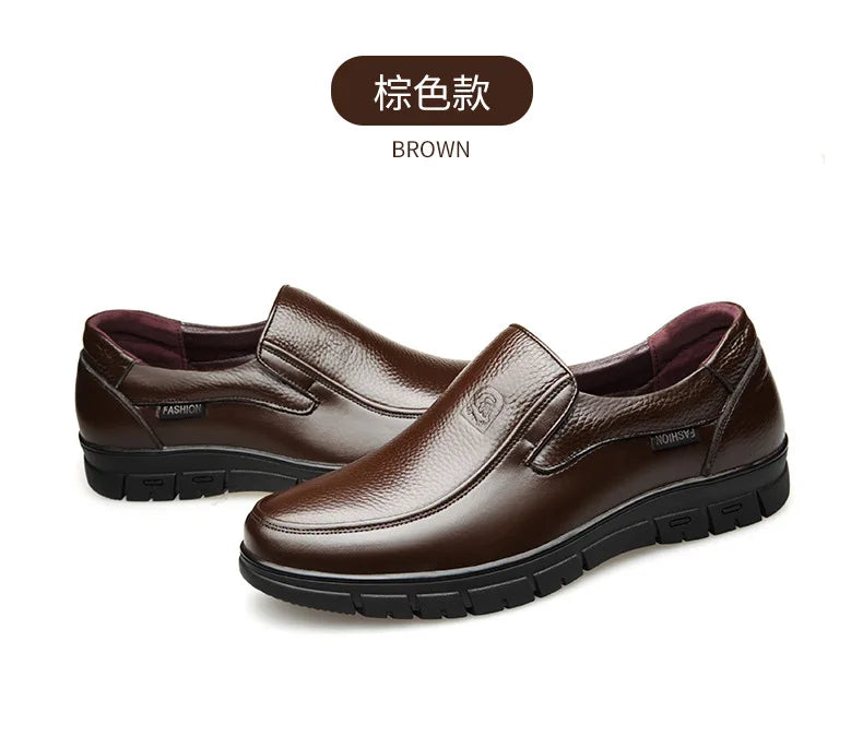 Summer New Men Leather Shoes soft soled Casual Flat Shoes Outdoor Walking shoes Comfort fashion soft leather shoes Loafers Pi-Mart