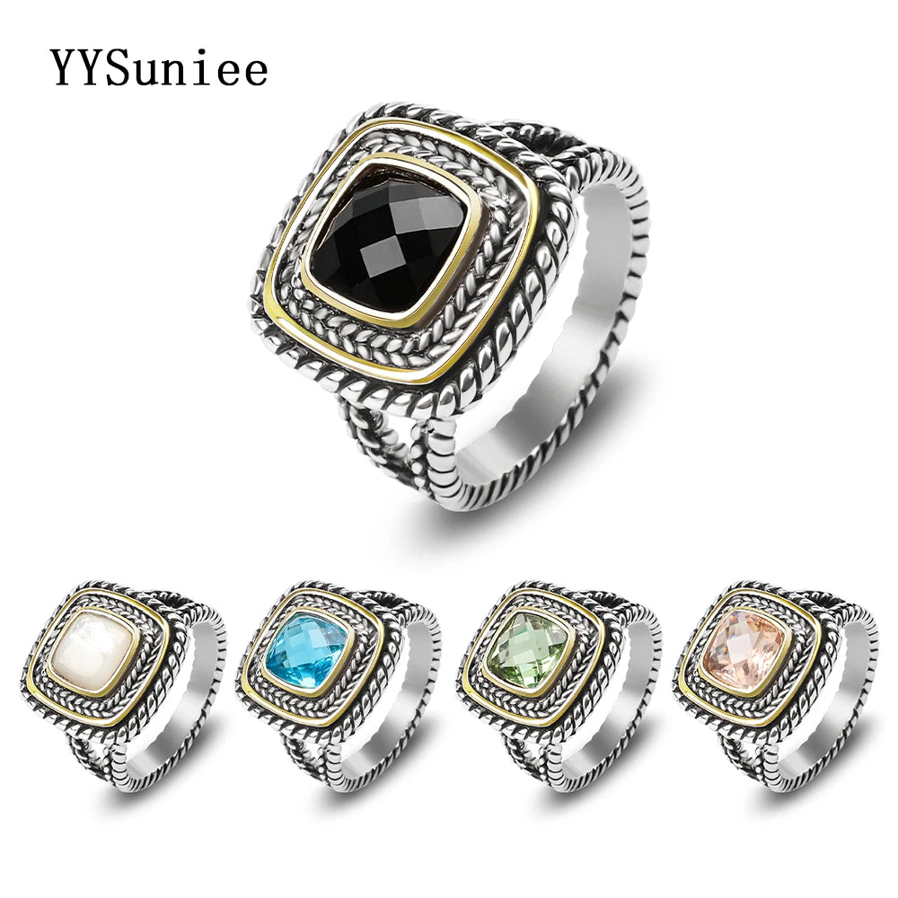 Designer Inspired Two Tone Statement Rings for Women 18K Gold Plated Fashion Brand Engagement Wedding Ring Pi-Mart