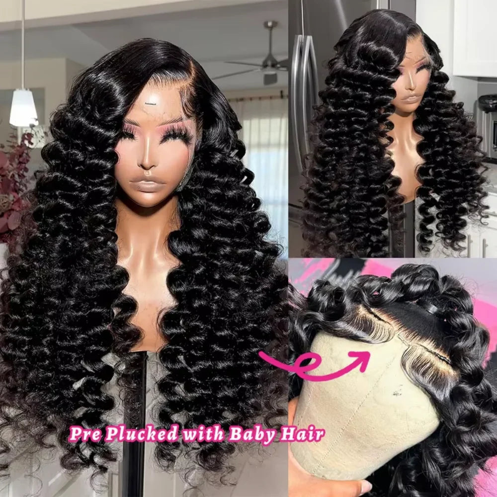 Loose Deep 13x6 Lace Front Human Hair Wig 30 40 Inches Brazilian Water Deep Wave 13x4 HD Lace Frontal Wig Curly Wigs For Women LadyShow.Store