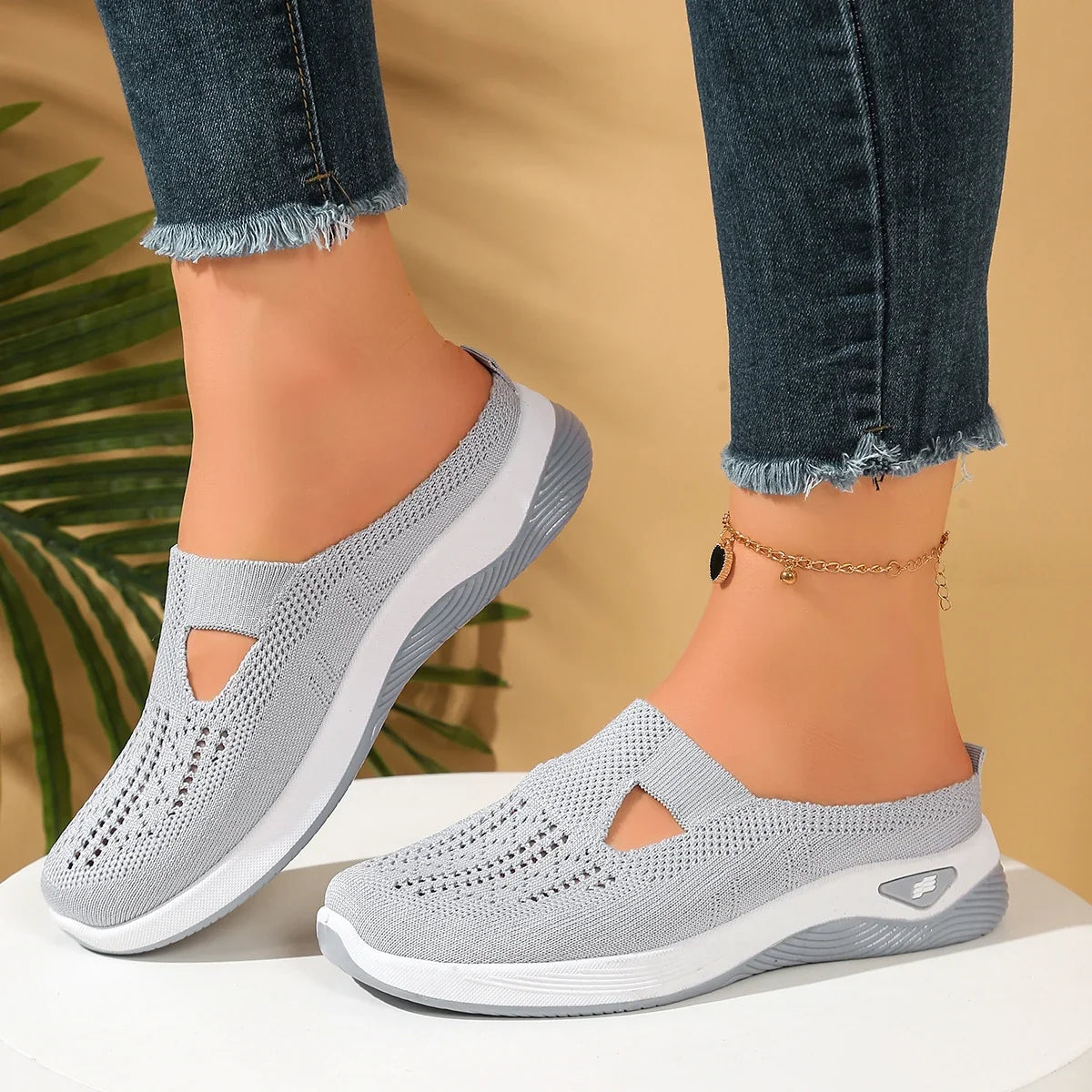 Women shoes  Convenient and comfortable at home, one foot with a vent and half slipper women's summer shoes free shippiing shoes LadyShow.Store