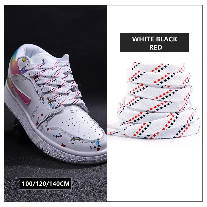 Classic Shoelaces for Sneakers Flat Mixed-colors Shoe laces AF1/AJ Shoelace Elastic Laces Shoes 100/120/140CM Strings 1Pair Pi-Mart