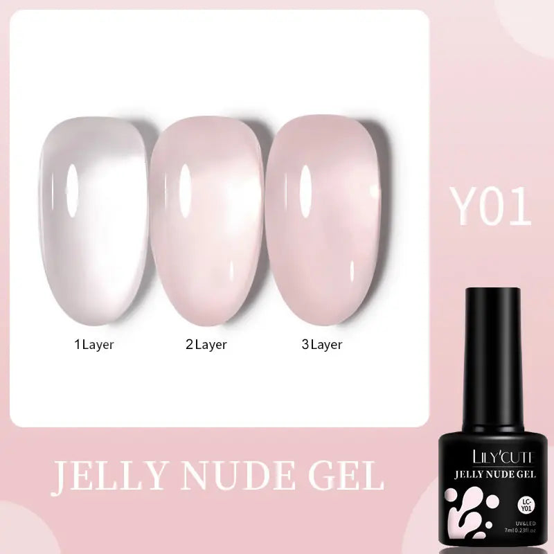 LILYCUTE 7ML Jelly Amber Gel Nail Polish Brown Crystal Translucent Dull Color Nail Art Gel Semi Permanent UV Gel Polish Varnish Tri Light Beauty