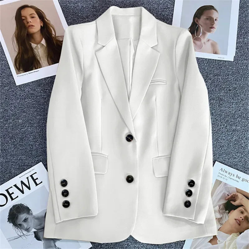 Elegant Office Lady Blazers for Women 2025 Fashion Long Sleeve Single Button Blazer Coats Female Top Suit Jackets Outerwears LadyShow.Store
