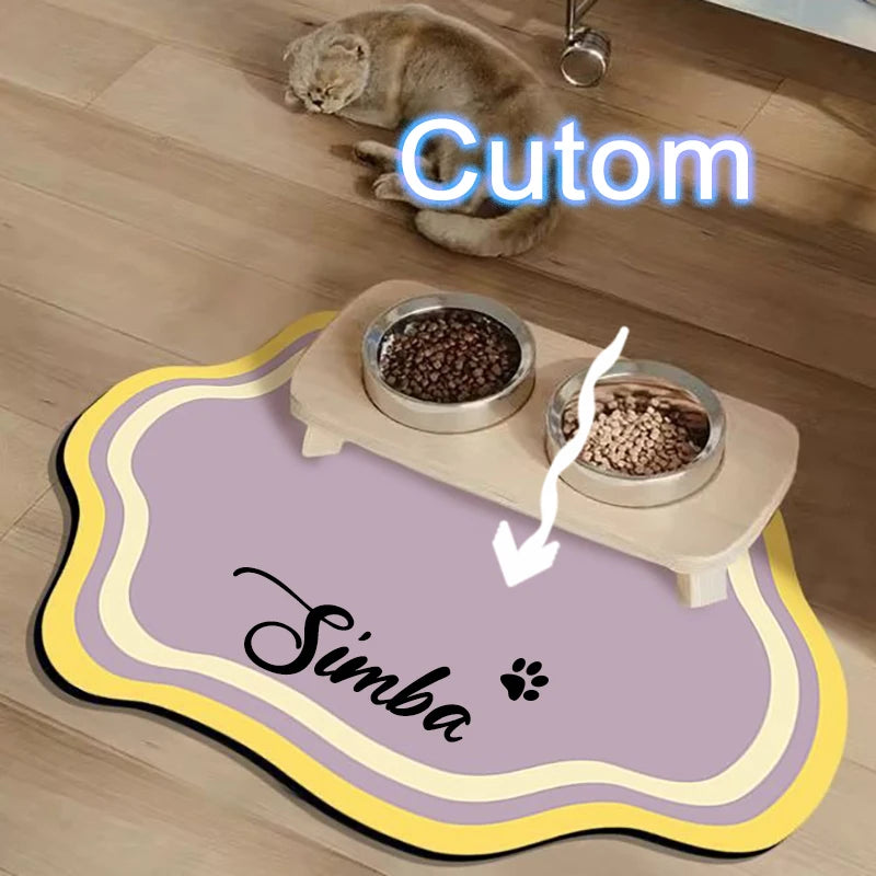  Custom Pet Feeding Mat Cute Shape Dog Diatom Mud Floor Mat Non-Slip Waterproof Home Decoration Dog Feeding Pad Pi-Mart