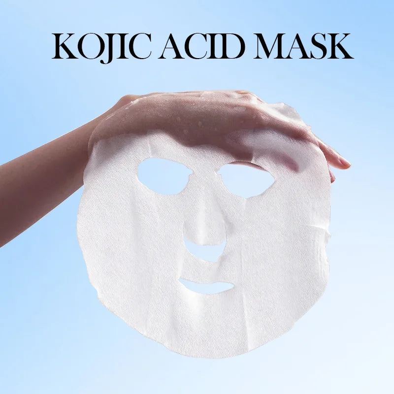 10pcs SADOER Kojic Acid Facial Masks Moisturizing Brightening Hydrating Face Mask Sheet Masks Beauty Facial Skin Care Products Tri Light Beauty