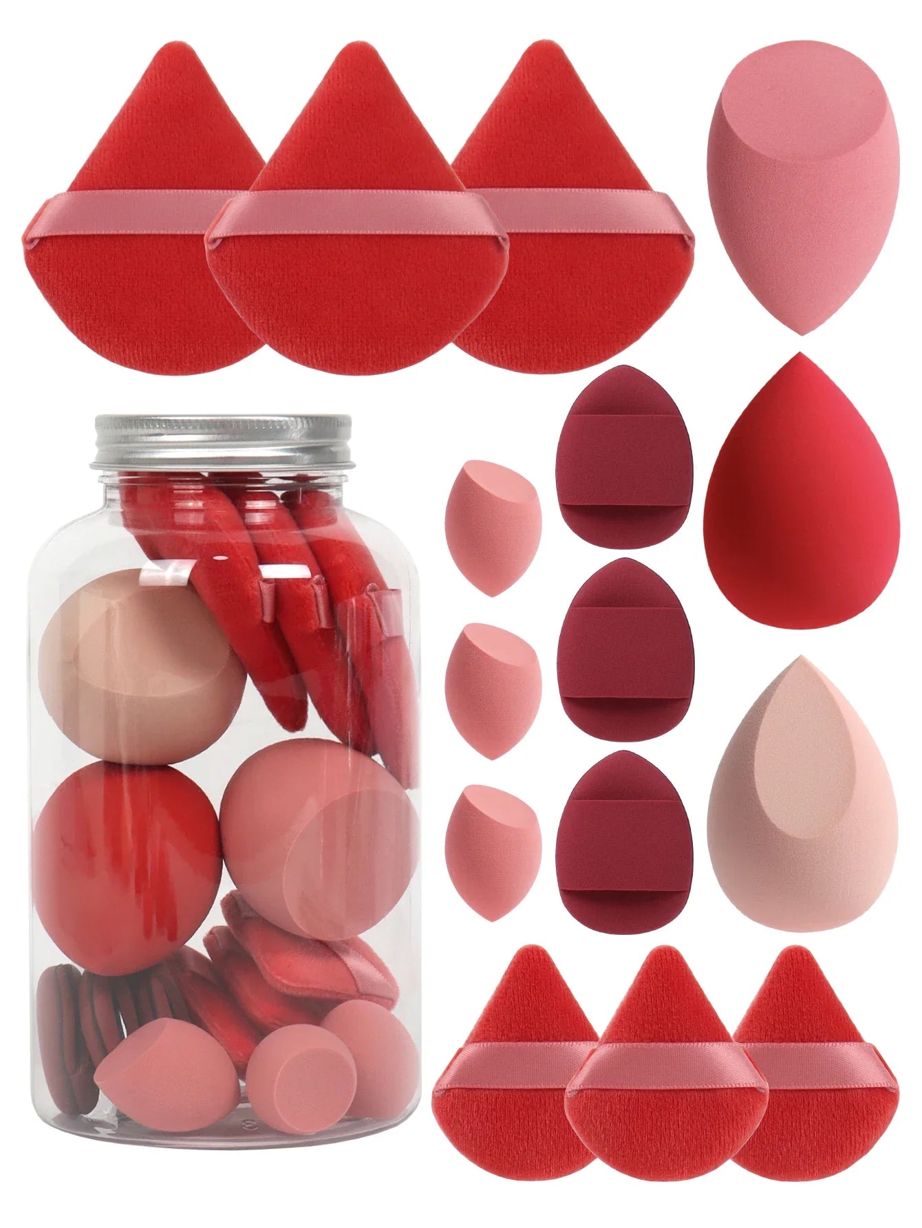 Spring 15 Cans,3 Loose Powder Puffs & 3 Mini Loose Powder Puffs & 3 Mini Makeup Eggs & 3 Mini Air Cushion Puffs, Foundation Mix LadyShow.Store
