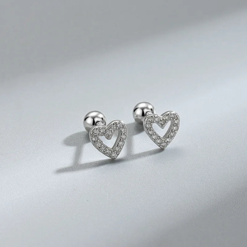 New Fashion Heart Stud Earrings for Women Hypoallergenic Screw Cartilage Helix Earring Girls Piercing Accessories Jewelry Gifts Pi-Mart