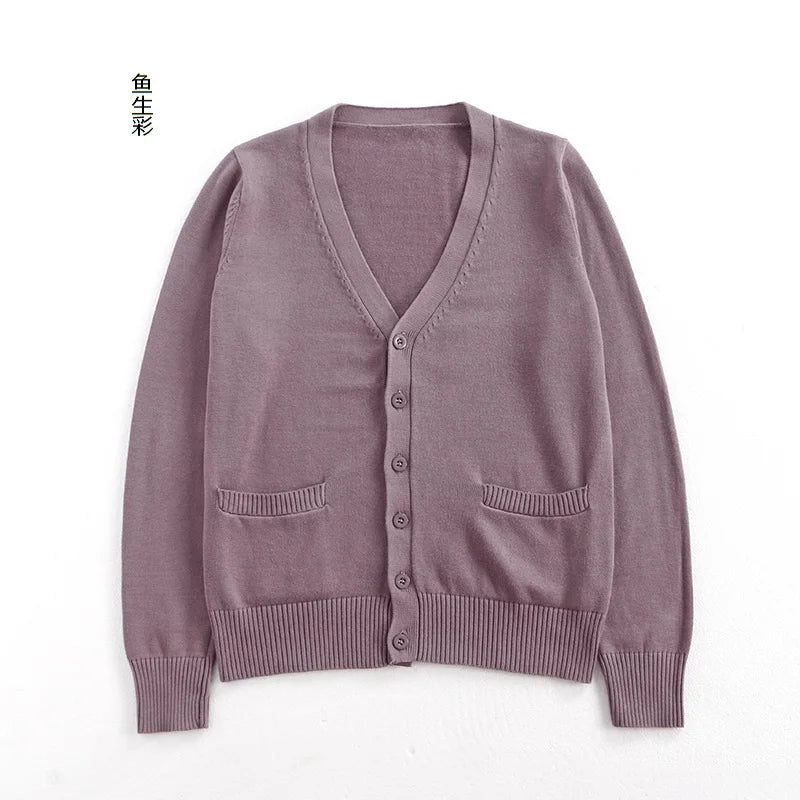 New Sweater Solid Candy Women Knit Top Fashion Female Cardigan Thin Spring Autumn Long Sleeve Adult Jacket Clothes Slim XS-2XL LadyShow.Store