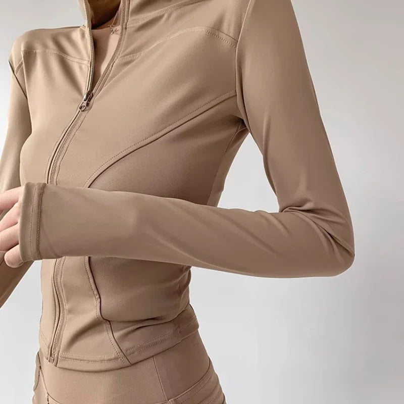 Sun Quick Drying Sports Coat Women's Tight Top Yoga Jacket Long Sleeve Zipper Jacket Running Fitness Women's Jacket S-3XL LadyShow.Store