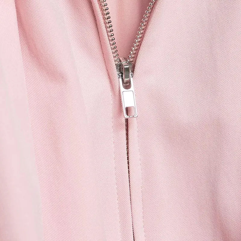 NLZGMSJ Women Bomber Jacket 2026 Spring Ball Sleeve Folds Zipper Loose Coat Female Casual Oversize Top Y2K LadyShow.Store