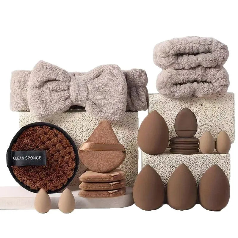 33pcs beauty set makeup kit  large and small beauty sponges for flawless makeup application and removal of makeup full set Tri Light Beauty