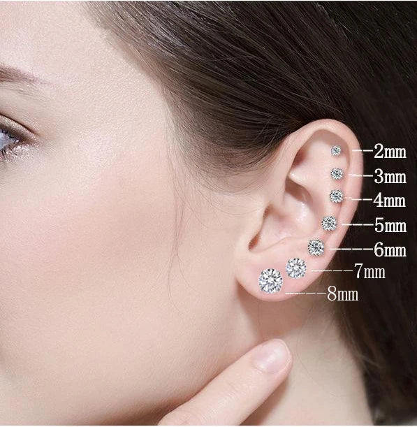 TOP 4 Color Titanium Steel Stud Earrings for Men Women CZ Zircon Screw Silver Black Rose Golden Earring Best Gift Jewelry Pi-Mart
