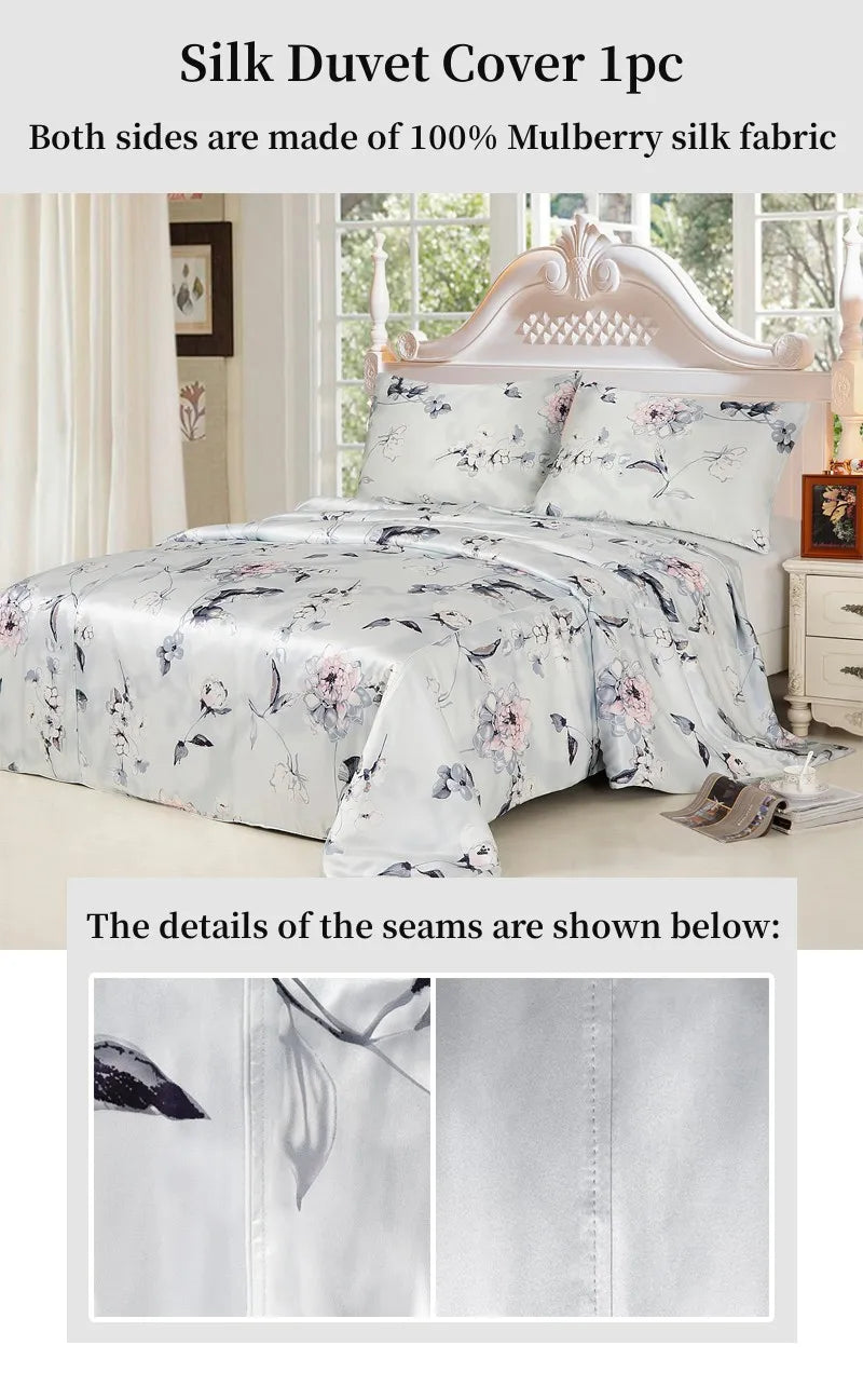 Duvet Cover 1PC Both Sides 100% Mulberry Silk Printed Colors Comfortable Sizes Can Be Customized Pi-Mart