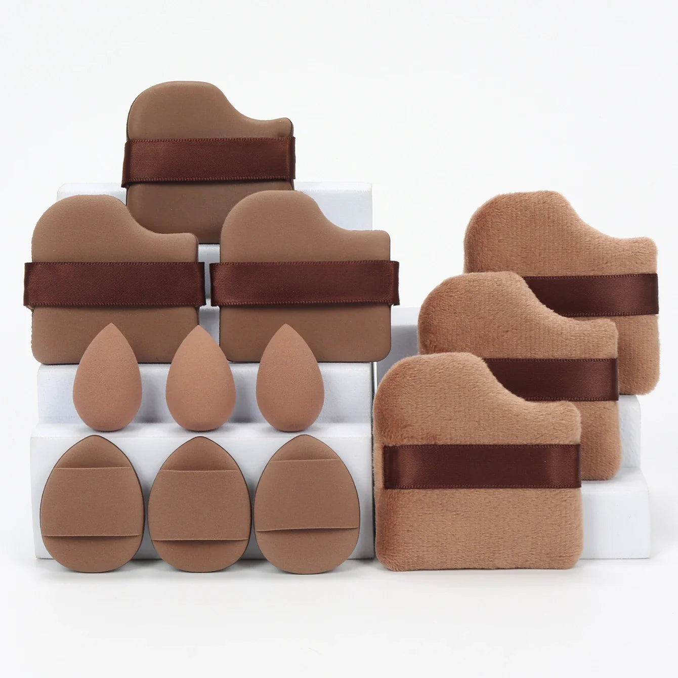 12-Piece All-Purpose Makeup Sponge Set, Made of 3 Loose Powder Puffs, 3 Mini Air Cushion Puffs, 3 Beauty Eggs and 3 Mini Beauty LadyShow.Store