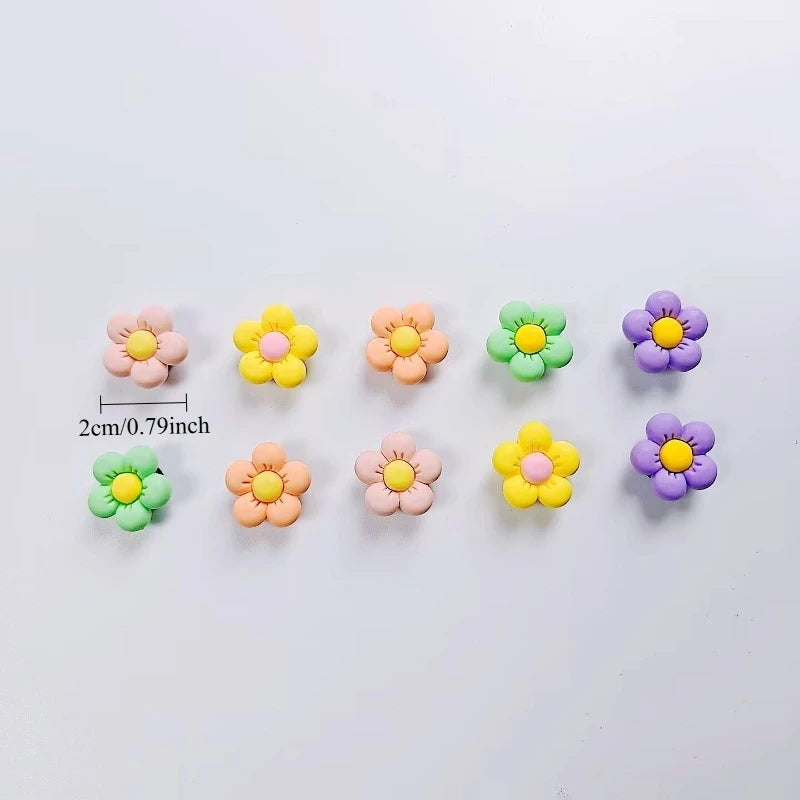 10PCS Fashion Shoe Charms Set Accessories Hole Shoe Buckle 5 Petal Flower DIY 3D Shoes Decorations for Bogg Bag Gift Pi-Mart