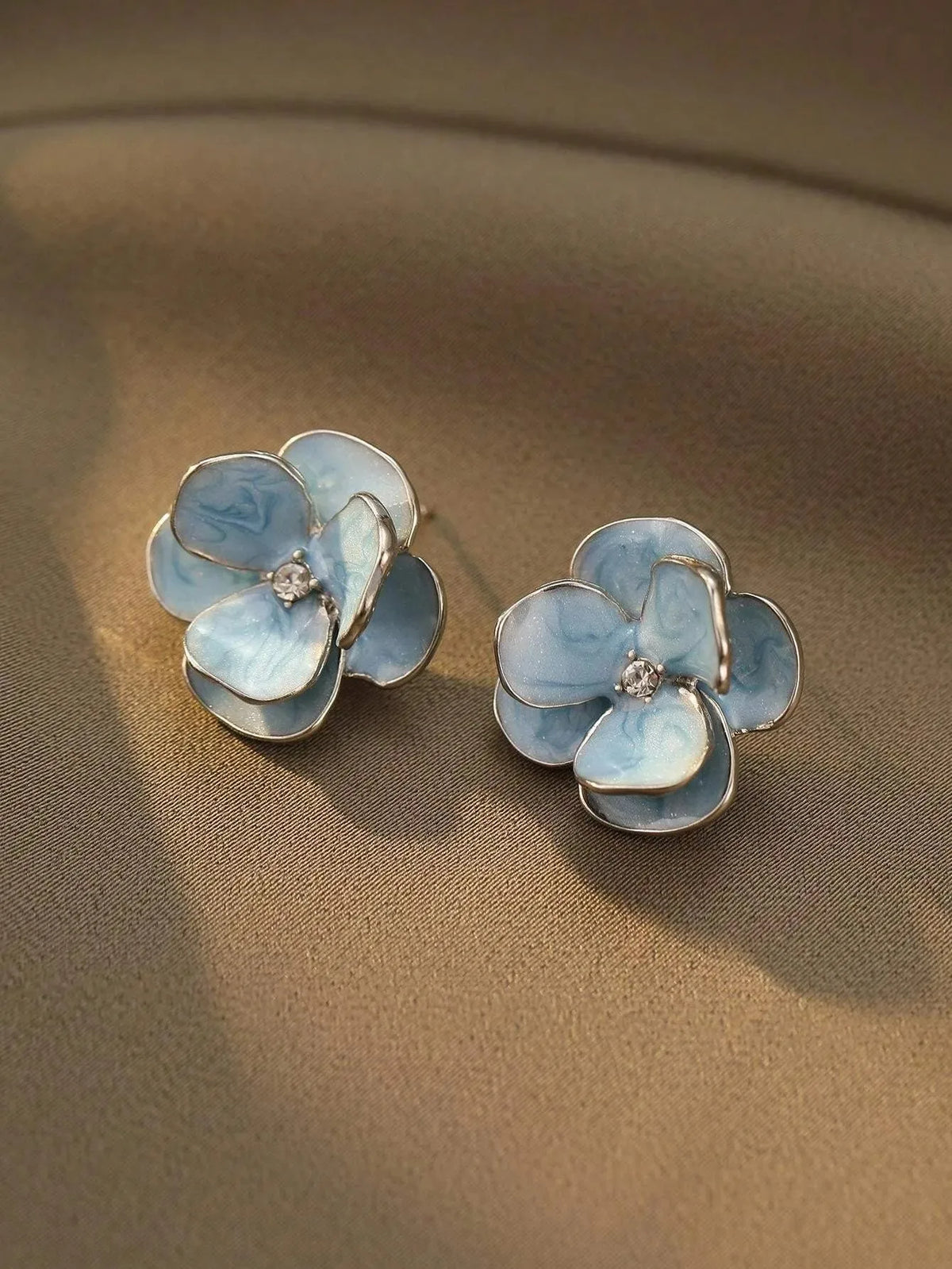 New Fashion Sweet Design Spring/Summer Blue Pink Enamel Flower Light Luxury High End Earrings Party Gifts for Women Jewelry Pi-Mart
