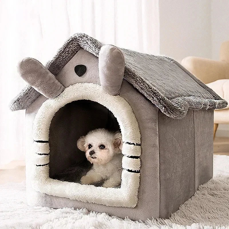 Winter Warm Foldable Pet House Detachable Washable Liner Comfort Kennel Bed for Small Medium Dogs and Cats Indoor Rest Nest Pi-Mart