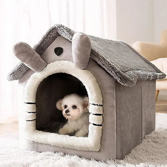 Winter Warm Foldable Pet House Detachable Washable Liner Comfort Kennel Bed for Small Medium Dogs and Cats Indoor Rest Nest Pi-Mart