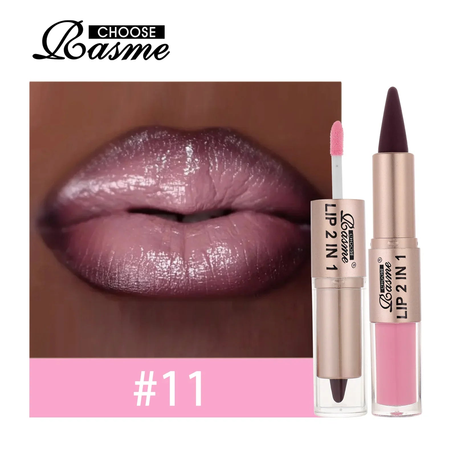 2IN1 Tapered Gradient Lipliner Pen Nude Brown Mirror Glass Lip Gloss Matte Lip Liner Waterproof Lip Contour Non Stick Makeup LadyShow.Store