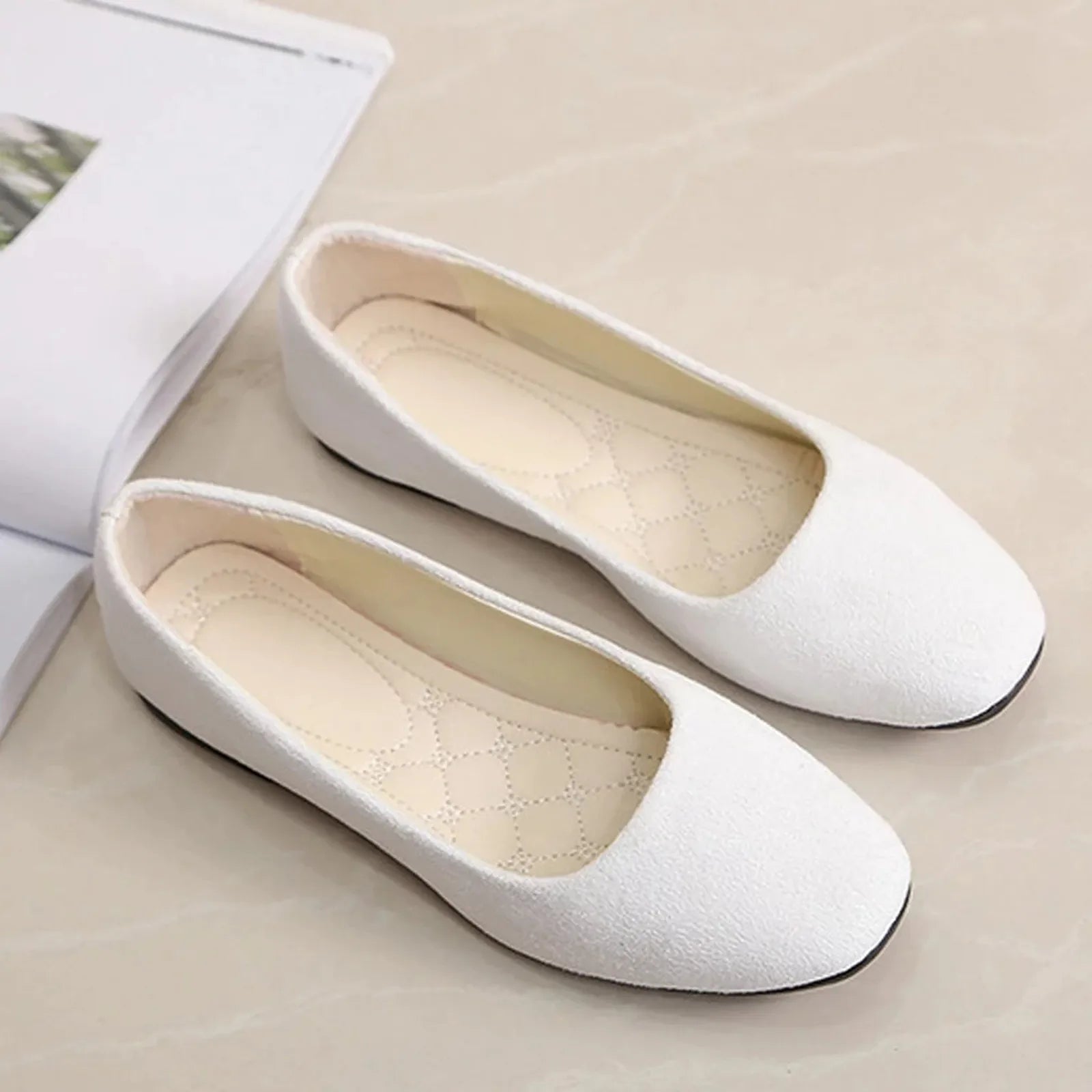 Women Suede Loafers Flat Heel Shallow Female Shoes Spring Summer Square Toe Basic Concise Women Pumps Size 36-43 LadyShow.Store