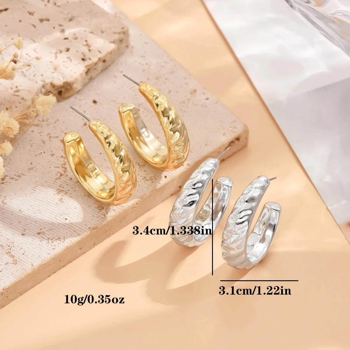 серьги Geometric Irregular Metallic Color Earrings for Women 2024 Minimalist Style Personality Earrings Trendy Jewelry Gift Pi-Mart