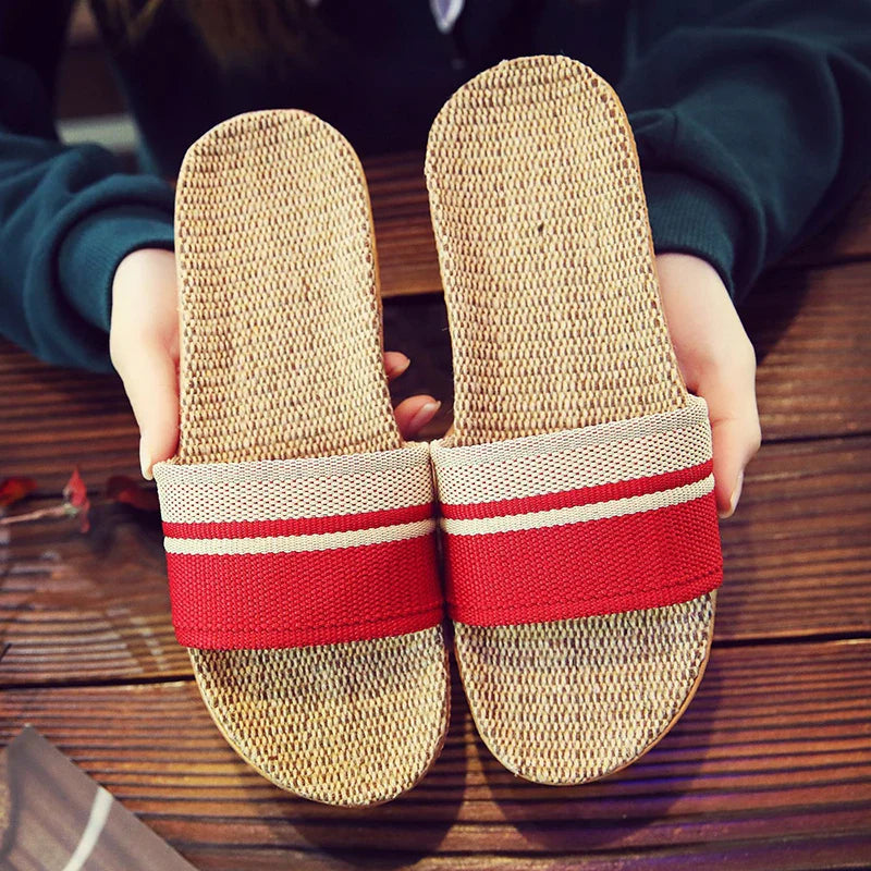 Hemp Casual Slippers Women Home Flats Spring Summer Luxury Designer Shoes Ladies 2026 Fashion Indoor Slides Couple Lightweight LadyShow.Store
