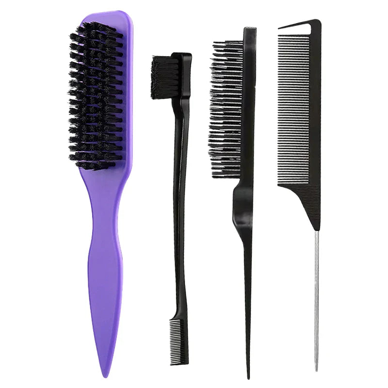Bristle Slick Back Hair Brush for Sleek Ponytail Bun & Smoothing Baby Hairs, Flyaways, Edge Control - Backcombing & Teasing Tri Light Beauty