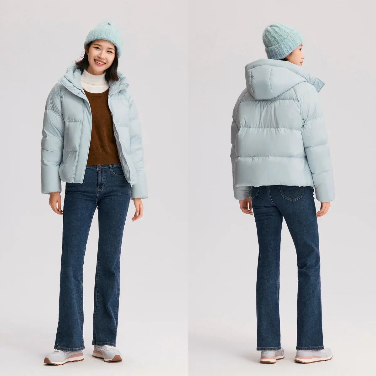Semir Down Jacket Women Solid Color Loose Versatile 2025 Winter New Waterproof Oil-proof Stain-proof Hooded Coat Down Jacket LadyShow.Store