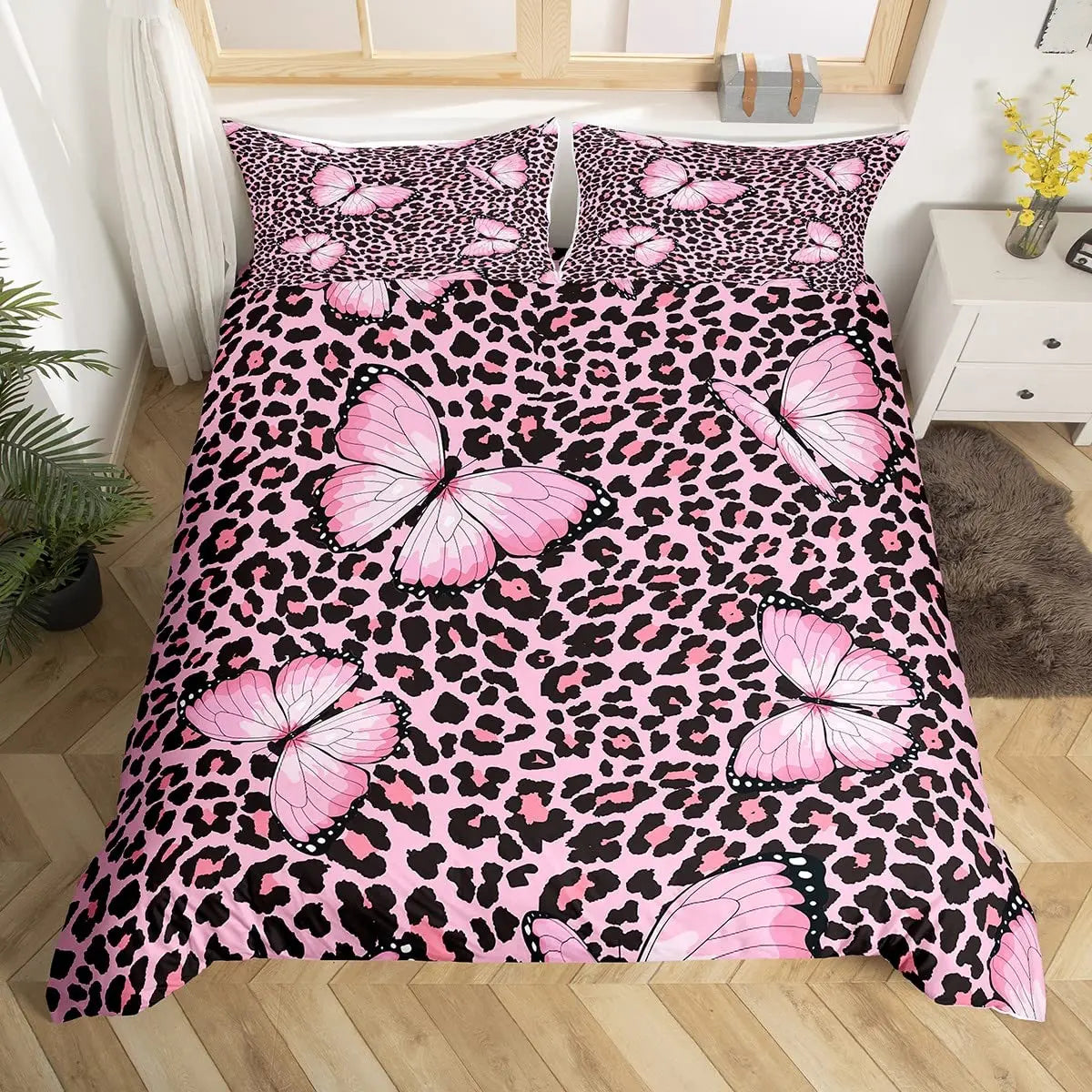 Cheetah Print Duvet Cover Set Leopard Quilt Cover Sets Queen King Size Animal Adults Boys Teenagers Home Bedding 3 Pieces Set Pi-Mart