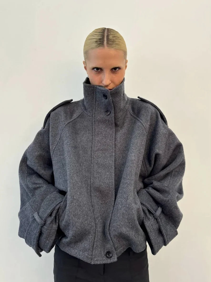 Fashion Oversize Lapel Suit Jacket Women Casual Single Button Pockets Female Coat 2025 Summer New Half Sleeve Jackets Streetwear LadyShow.Store