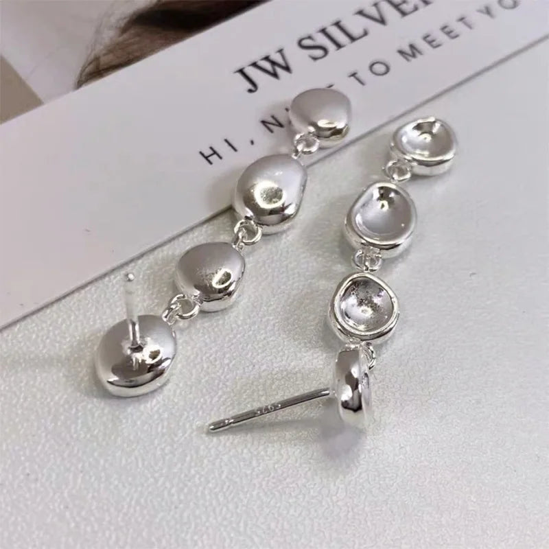 Foxanry Non-fading Silver Color Drop Earrings for Women Couples New Fashion Simple Chain Tassel Geometric Handmade Party Jewelry Pi-Mart
