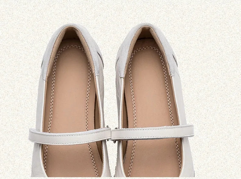 DRKANOL 2026 Women Genuine Leather Flat Shoes Summer Shallow Sheepskin Hook And Loop Casual Loafers Ladies Low Heel Single Shoes Pi-Mart