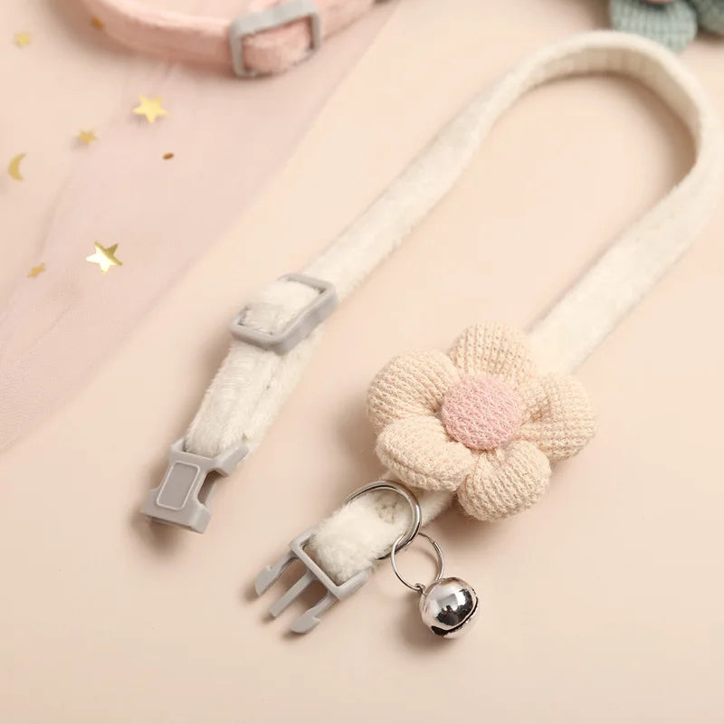 1Pc Cat Collar with Cute Flower  Adjustable Buckle Cat Collar Bell Collar Cat  Small Pet Supplies  Kitten Collar  Small Dog Acce Pi-Mart