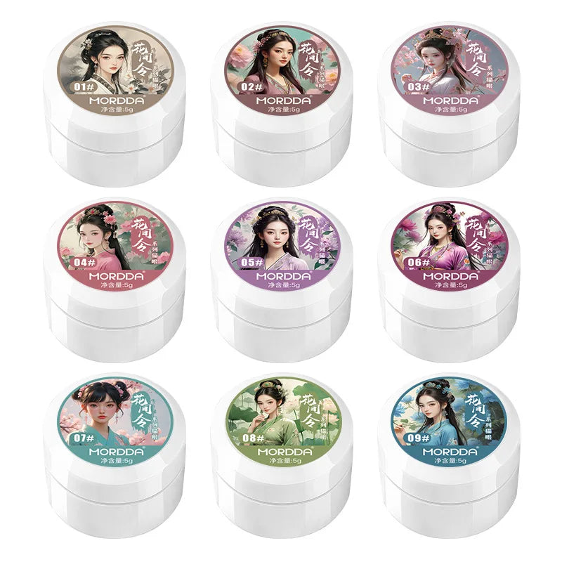 5g/Bottle White Moonlight Nail Cat's Eye Gel Magnetic Satin Gel Polish 9-Colors Soak Off Glitter Phototherapy Manicure Varnish Tri Light Beauty