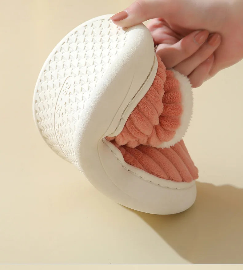 Evshine Soft Sole Slippers For Women Winter Fashion Women Fur Slippers Fuzzy Plush Men Slippers Warm Furry Women Cotton Shoes Pi-Mart