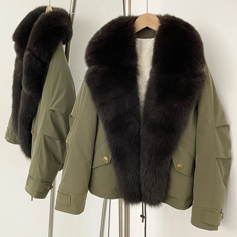 Down Jacket Women Real Fox Fur Collar Autumn 2025 Winter White Duck Down Coat Warm Puffer Jacket Female Waterproof  Feathers LadyShow.Store