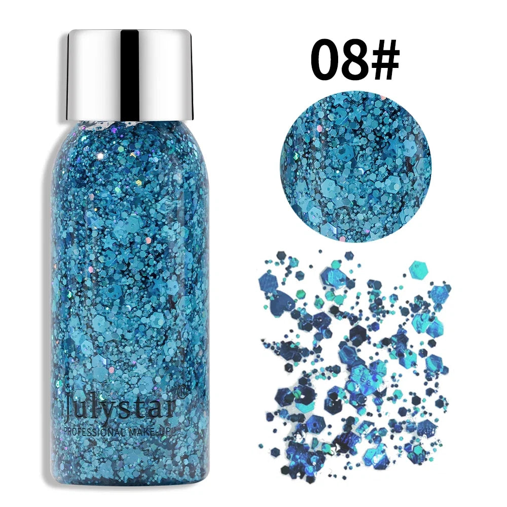 Glitter Eye Shadow Liquid Face Body Sequins Gel Long-Lasting Liquid Face Shimmer Multicolor For Party Music Festival Makeup 30ML Tri Light Beauty