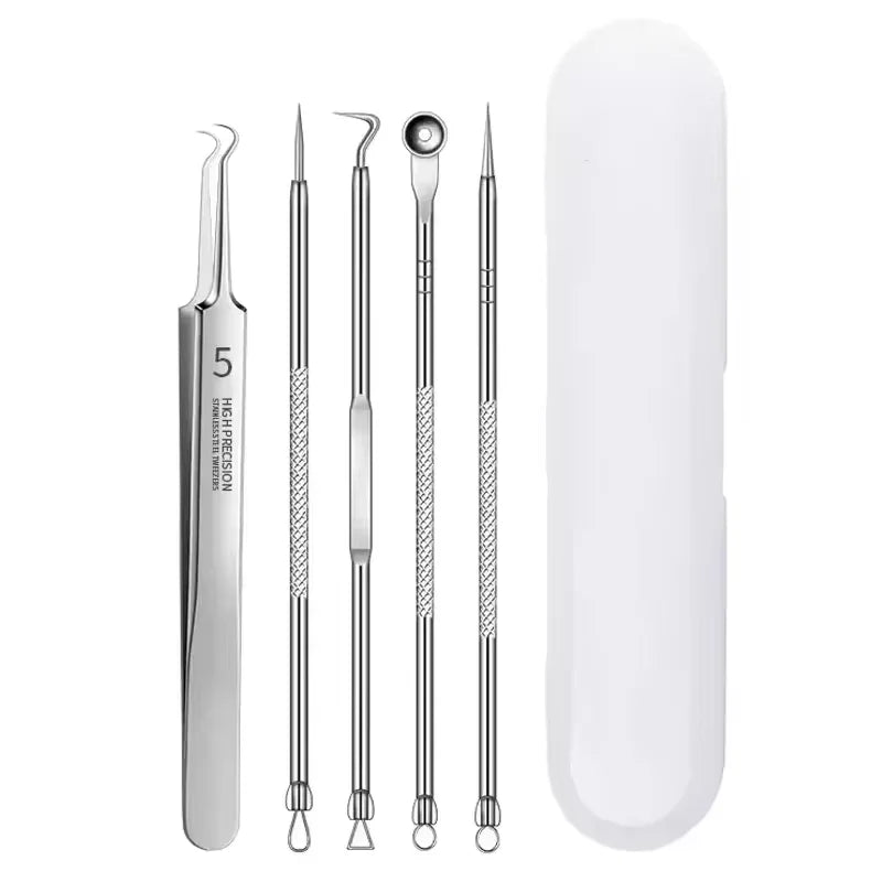 3-8Pcs Blackhead Clip Pimples Tweezer Blackhead Remover Stainless Steel Cell Clip Beauty Product Acne Needle Skin Cleanning Tool Tri Light Beauty