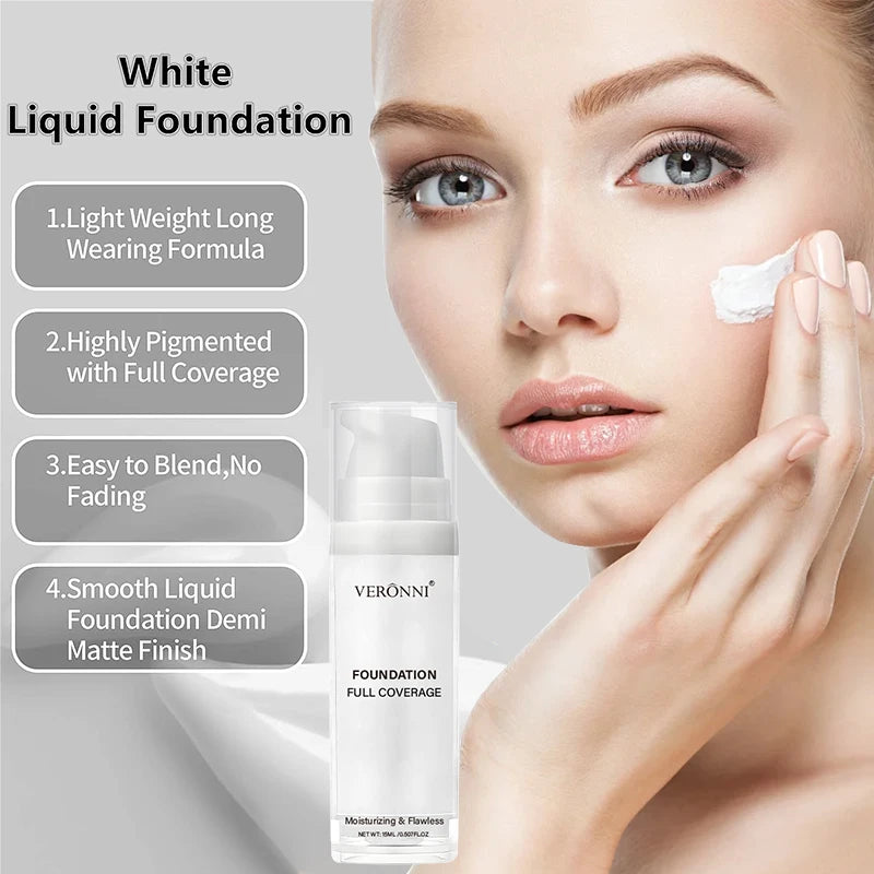 White Liquid Foundation,Long-lasting concealer Mixable Pure White Foundation Adjuster Lighten & Brighten Parties & Events Makeup Pi-Mart