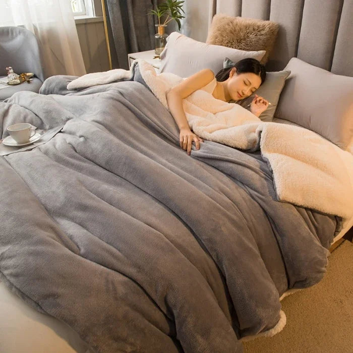 Wool Throw Blanket Keep Warm Winter Bed Blankets Double Sided Queen Duvet Cover Camping Double Bed Cover Bedspread On The Bed Pi-Mart